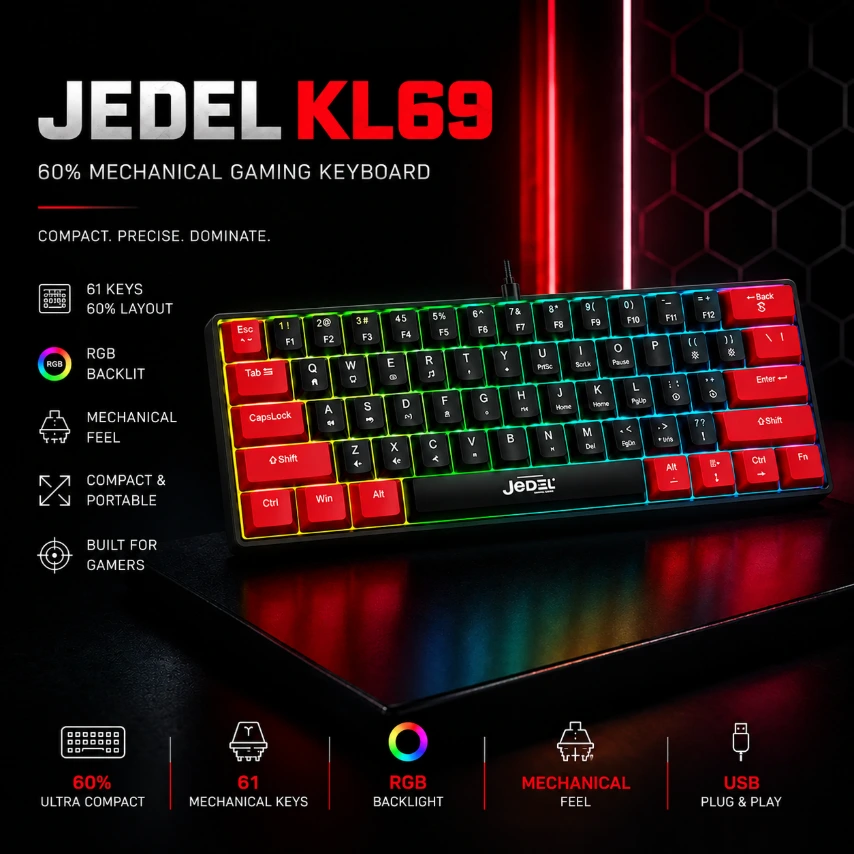 Voxme F1 Wired Type-C Mechanical Gaming Keyboard - Blue Switch.webp