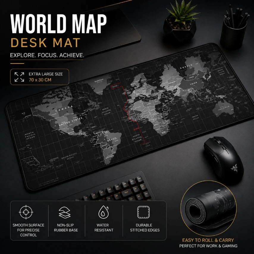 World Map Mouse Pad 70 x 30cm