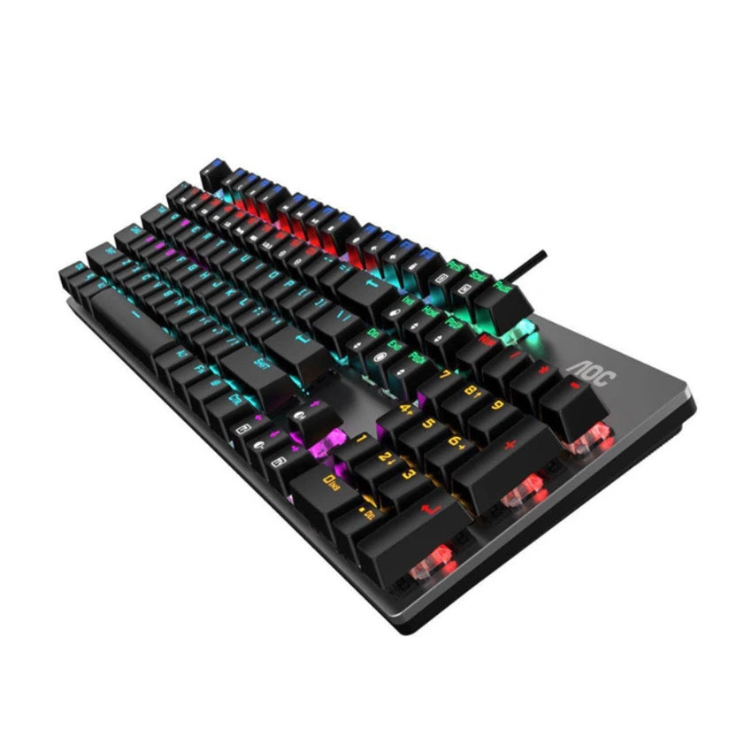 Keyboard_AOC-GK410_White_Squre_Blue Switch_USB