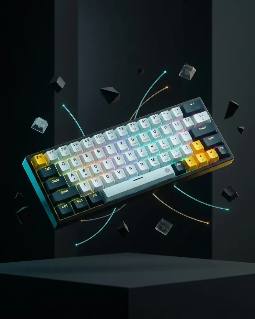 FANTECH ATOM63 MK874V2 60% Keyboard Gaming Mechanical (Sky blue - Red Switches)