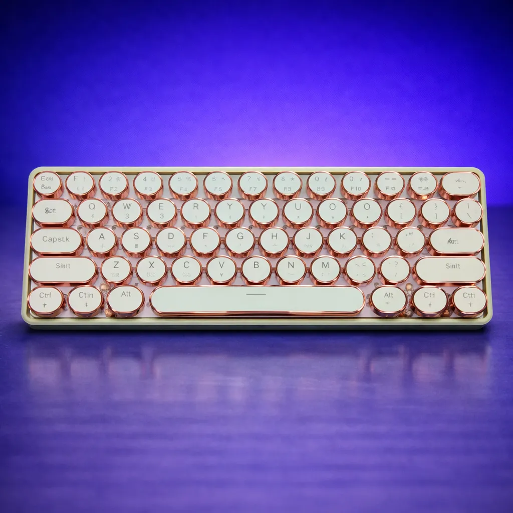 EWEADN G61 Typewriter Keyboard Wireless Mechanical Keyboards, 60% Mini Typewriter Keyboard with Rainbow Backlit, Anti-Ghosting, Red Switch Bluetooth/2.4GHz/USB-C Cute Aesthetic Keyboards-Green