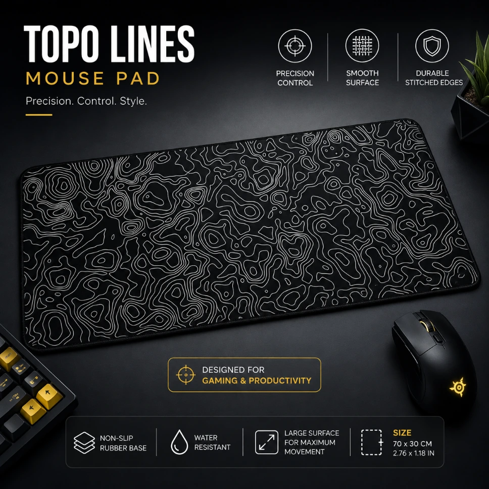 Topo Lines Mouse Pad - 70*30