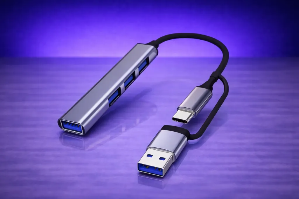 USB-C Hub, USB 3.0 Hub 4 Ports Data Hub Ultra Slim Multiport USB 3.0 5Gbps High Speed.