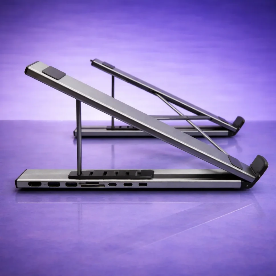 USB-C Laptop Docking Station Stand with 4K HDMI,8 Ports|Adjustable Laptop Stand for 10-17" Laptops