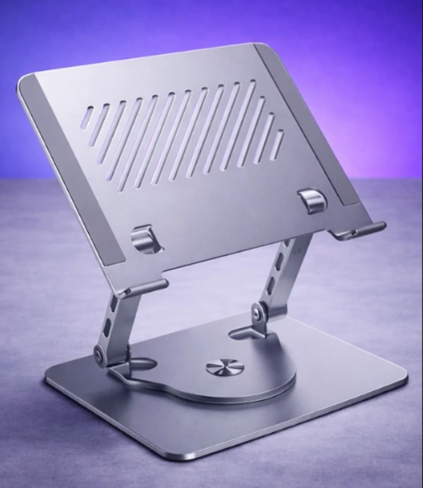 metal, 360-degree rotating and foldable stand for laptops