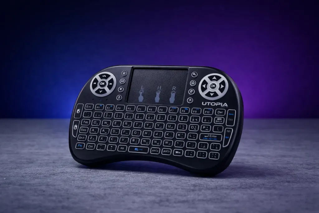 English/Arabic | Mini Wireless Keyboard with Touchpad Mouse Combo Remote Control with Rechargeable Battery